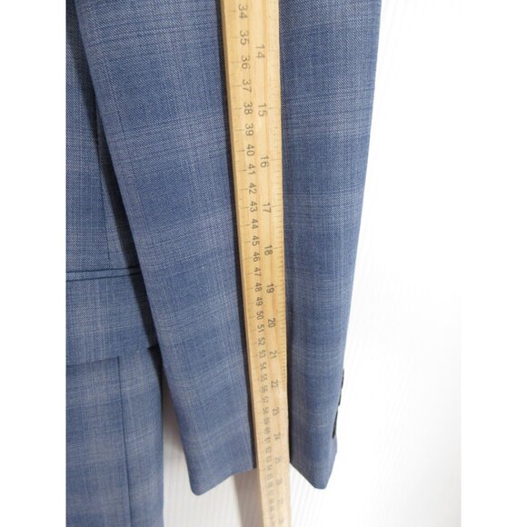 Lauren Ralph Lauren Label Sport Coat 46 Blue Blazer Wool Blend Plaid - Picture 6 of 13